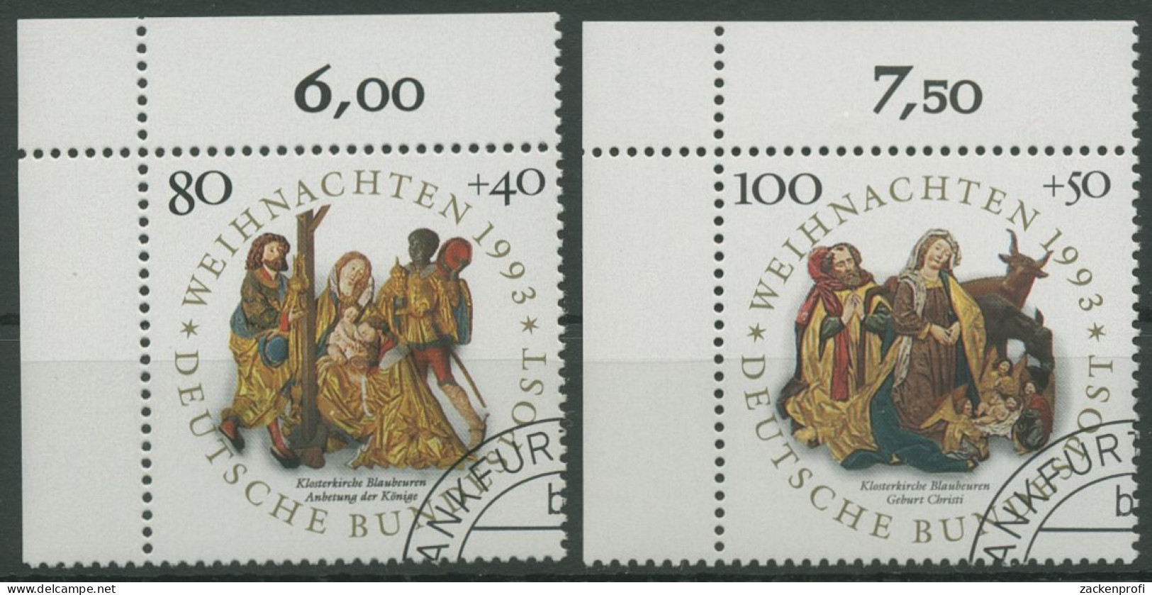 Bund 1993 Weihnachten Reliefs 1707/08 Ecke 1 Gestempelt (E2200) - Used Stamps