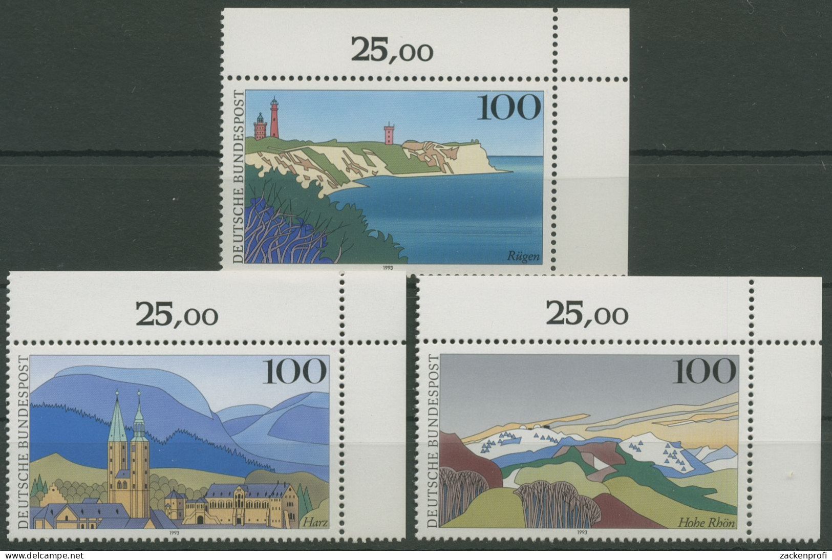 Bund 1993 Landschaften Rügen Harz Hohe Rhön 1684/86 Ecke 2 Postfrisch (E2150) - Neufs