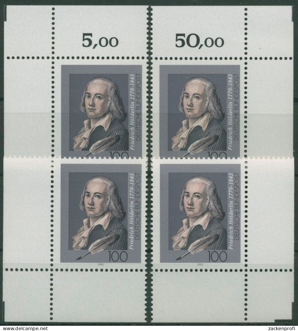 Bund 1993 Dichter Friedrich Hölderlin 1681 Alle 4 Ecken Postfrisch (E2145) - Unused Stamps