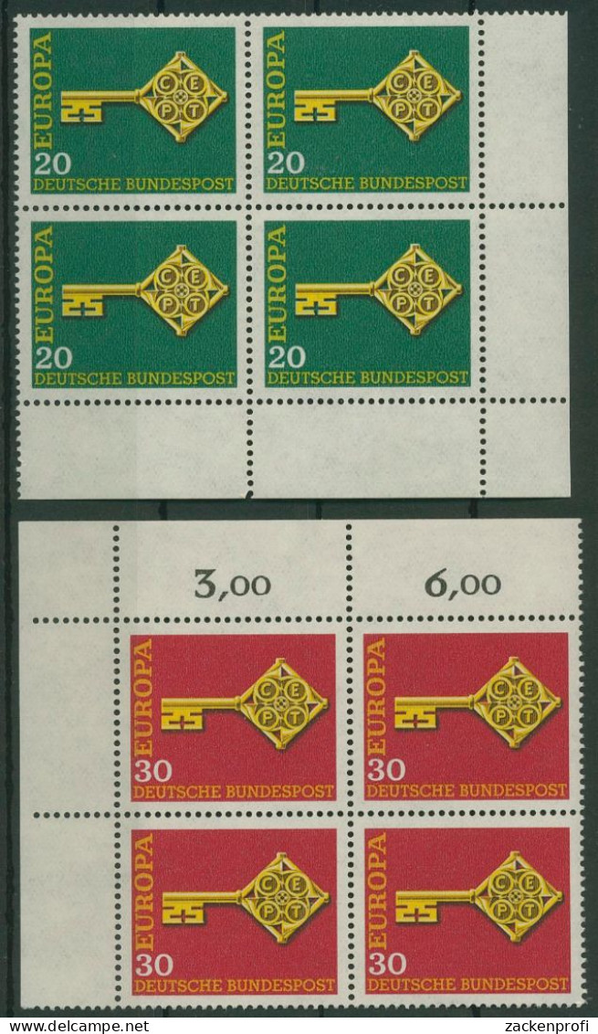 Bund 1968 Europa CEPT 559/60 4er-Block Ecken Postfrisch (R19998) - Nuovi