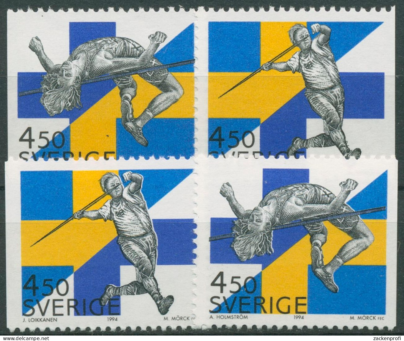 Schweden 1994 Leichtathletik Schweden-Finnland 1843/44 Dl/Dr Postfrisch - Nuovi