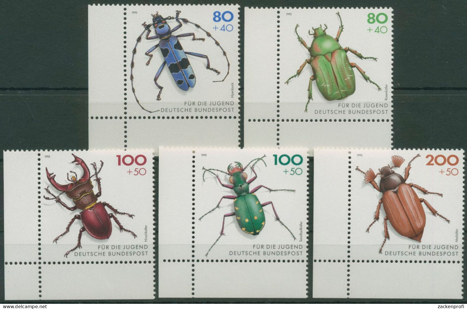 Bund 1993 Jugend: Tiere Insekten Käfer 1666/70 Ecke 3 Postfrisch (E2116) - Unused Stamps