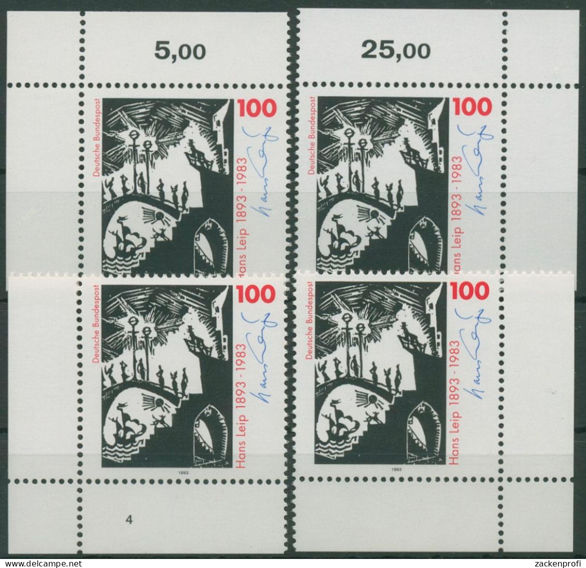 Bund 1993 Die Brücke Tuledu Hans Leip 1694 Alle 4 Ecken Postfrisch (E2170) - Unused Stamps
