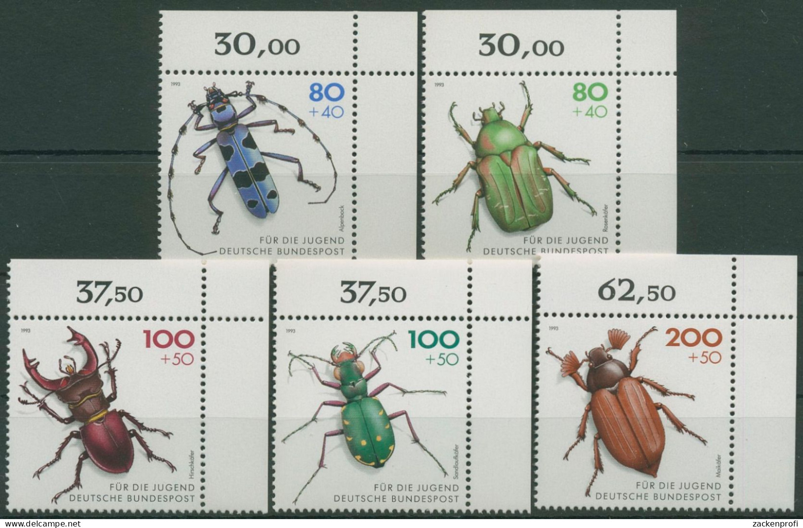 Bund 1993 Jugend: Tiere Insekten Käfer 1666/70 Ecke 2 Postfrisch (E2115) - Unused Stamps