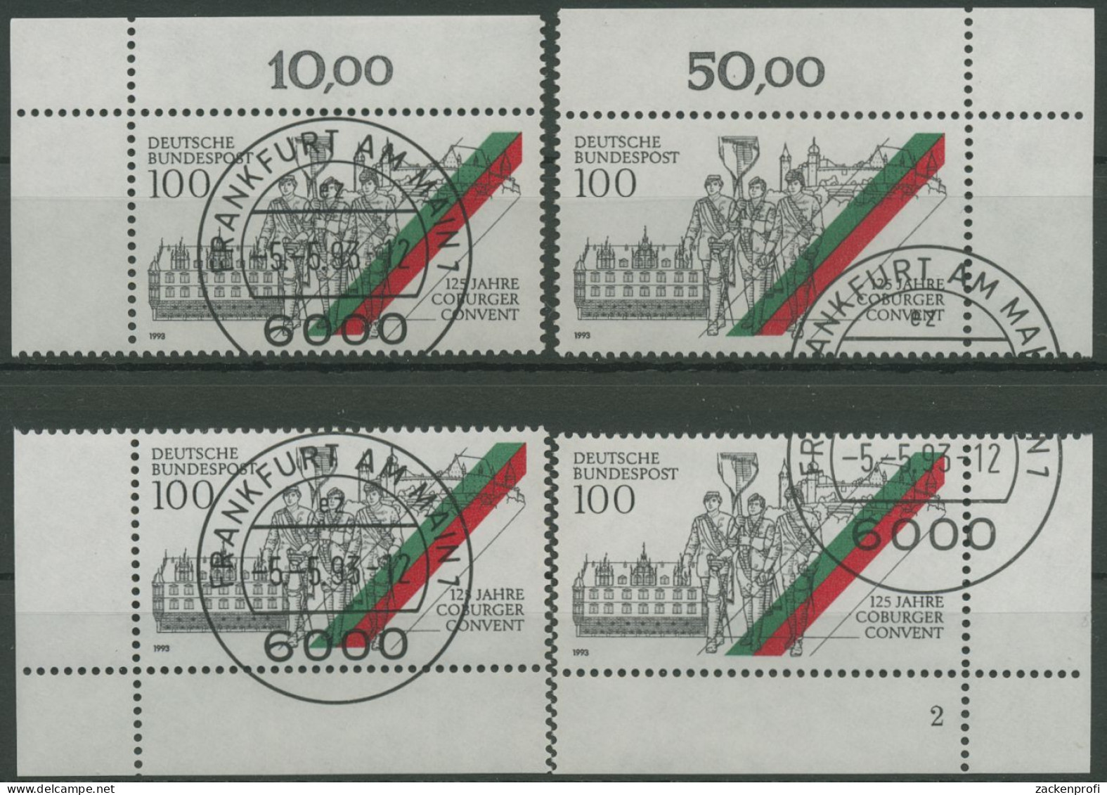 Bund 1993 Coburger Convent Studentengruppe 1676 Alle 4 Ecken Gestempelt (E2137) - Used Stamps