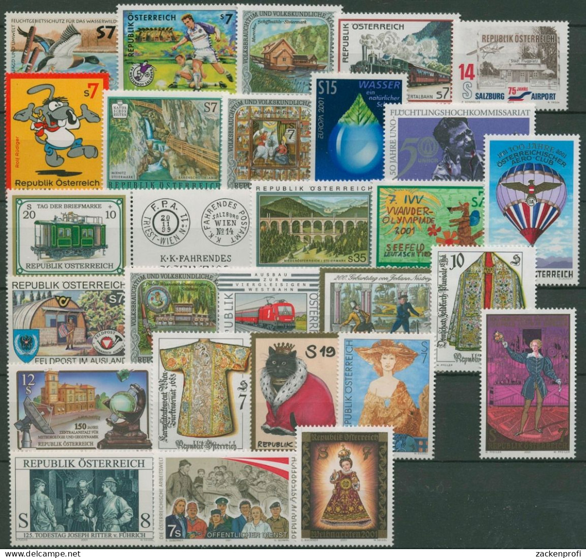 Österreich Jahrgang 2001 Komplett Postfrisch (SG6393) - Annate Complete