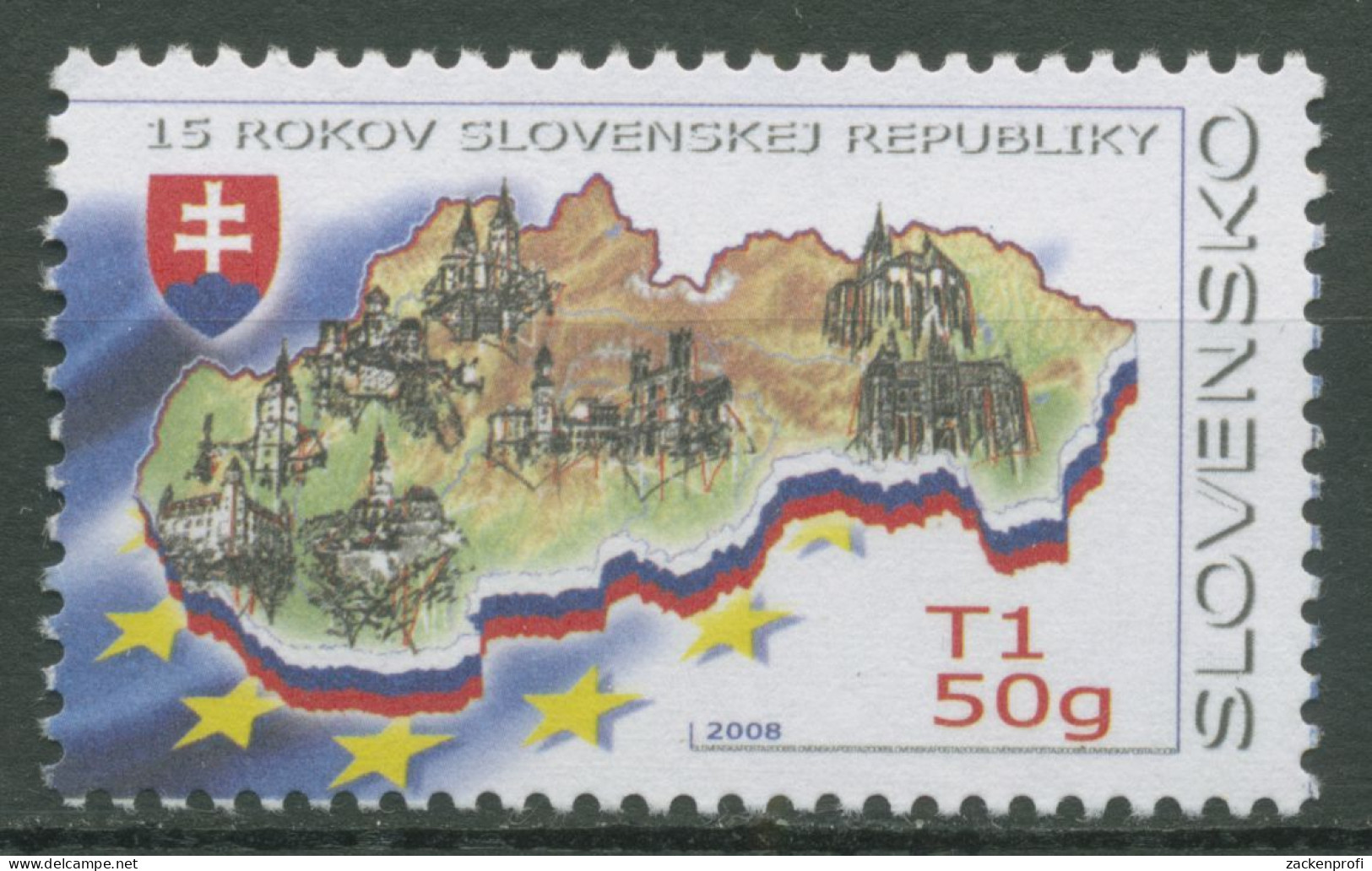 Slowakei 2008 15 Jahre Republik Landkarte 572 Postfrisch - Ongebruikt