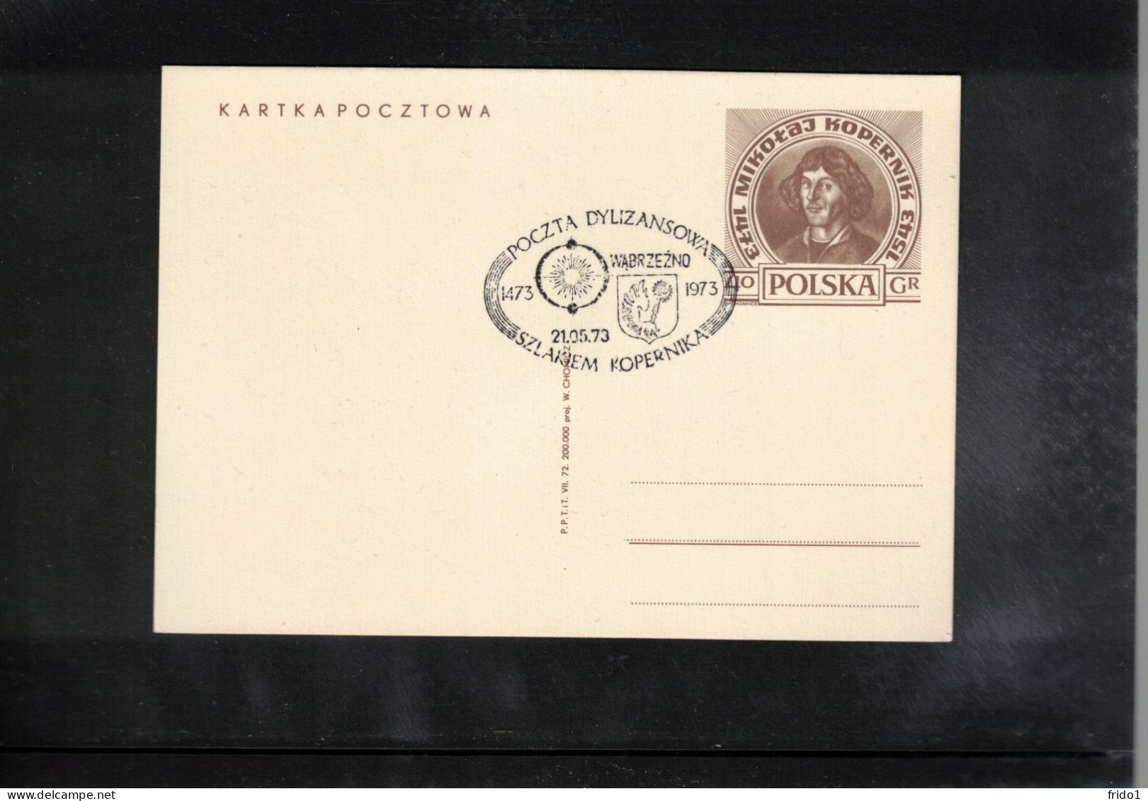 Poland / Polska 1973 Astronomy - 500th Anniversary Of The Birth Of Nicolaus Kopernicus - Stagecoach Mail WABRZEZNO - Sterrenkunde