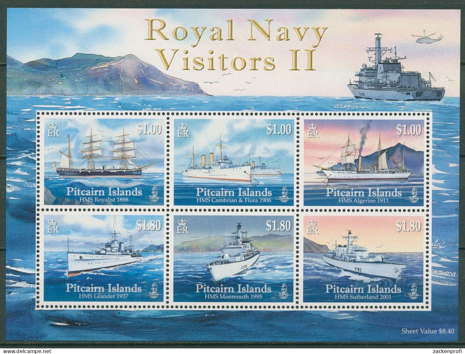 Pitcairn 2010 Schiffe Der Royal Navy Block 56 Postfrisch (C40539) - Pitcairn Islands