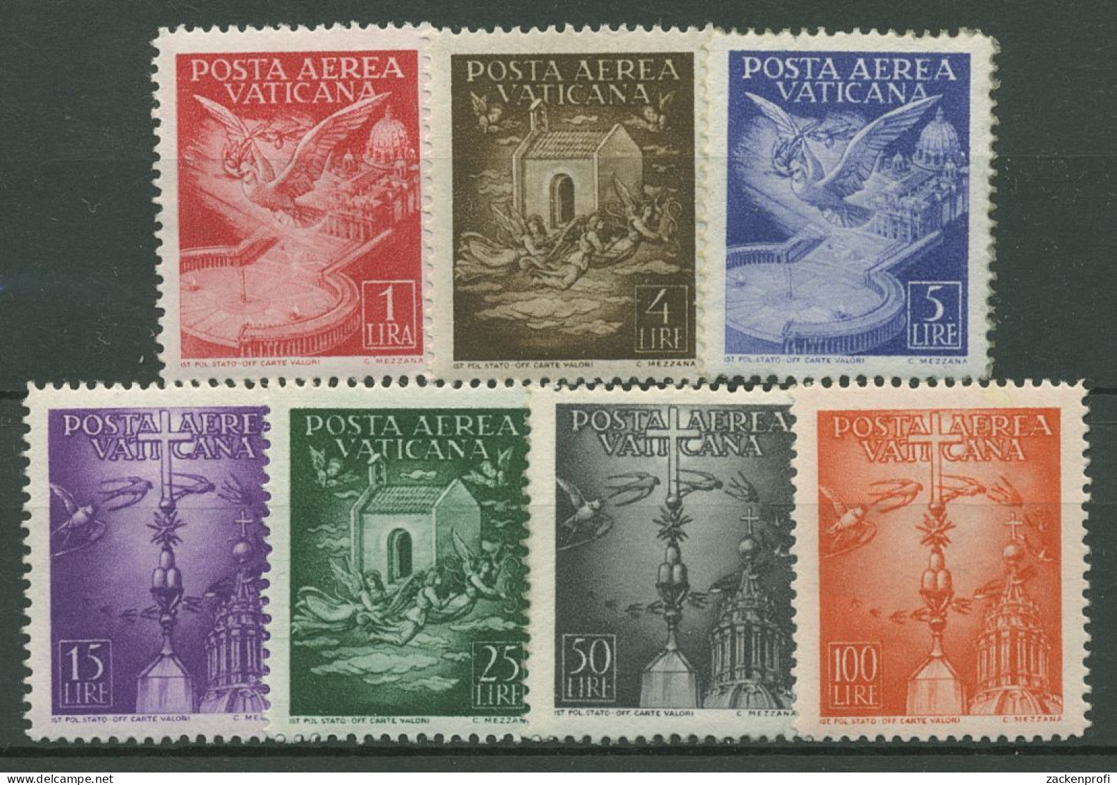 Vatikan 1947 Flugpostmarken Taube, Engel, Schwalben 140/46 Postfrisch - Nuovi