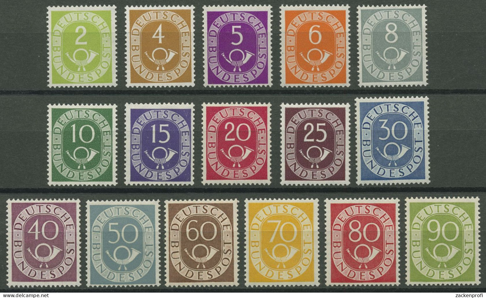 Bund 1951 Freimarken Posthorn 123/38 Postfrisch, Hauptwerte Geprüft - Ungebraucht