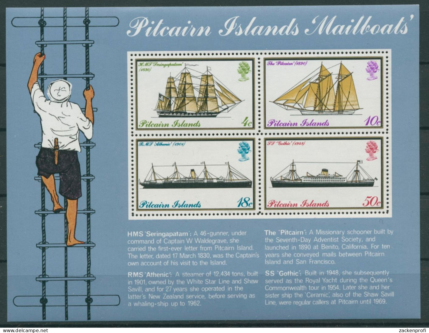 Pitcairn 1975 Postschiffe Block 2 Postfrisch (C21732) - Pitcairn Islands