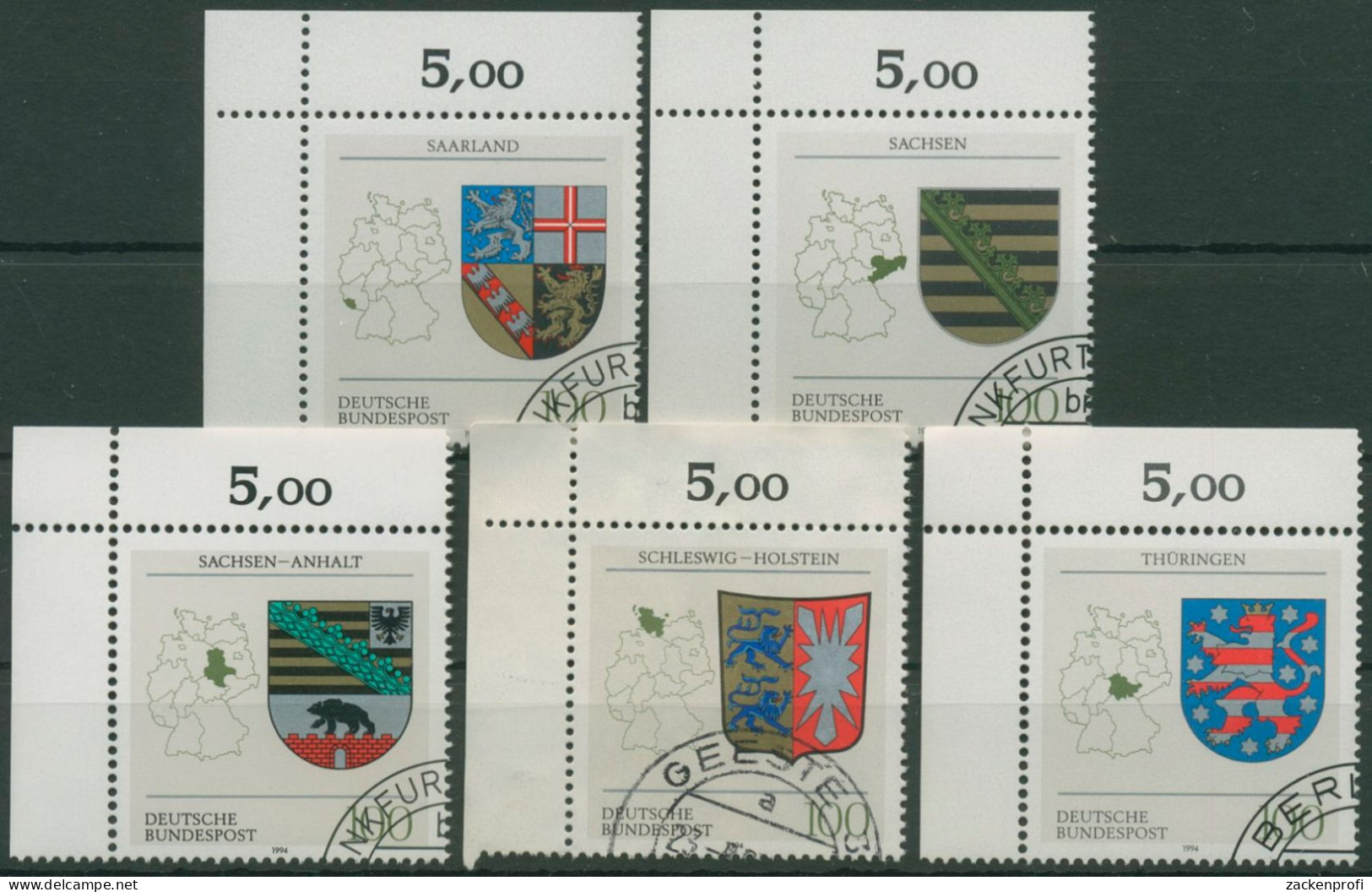 Bund 1994 Wappen Der Bundesländer 1712/16 Ecke 1 Gestempelt (E2217) - Gebraucht