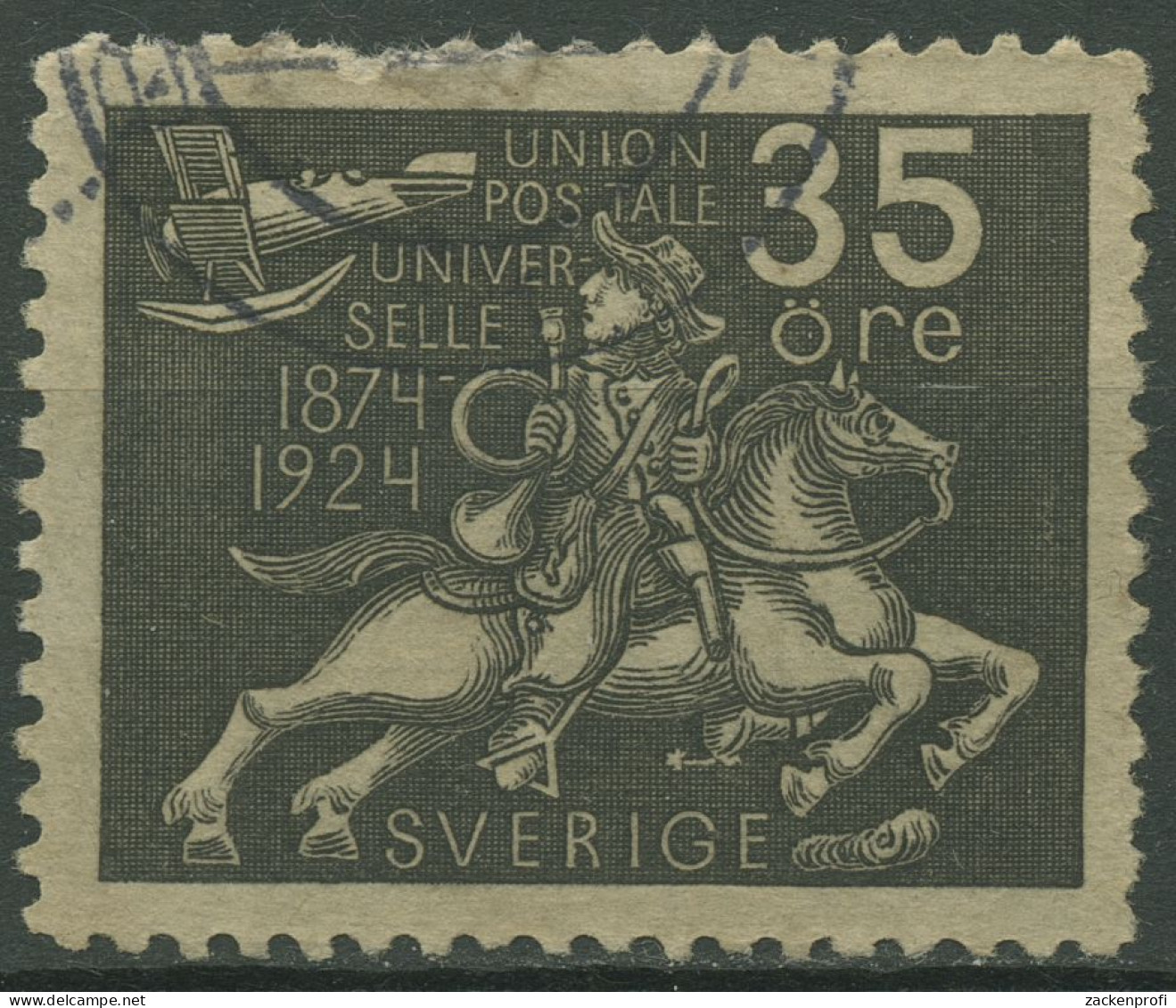 Schweden 1924 50 Jahre Weltpostverein UPU Postreiter 165 Gestempelt, Zahnfehler - Used Stamps