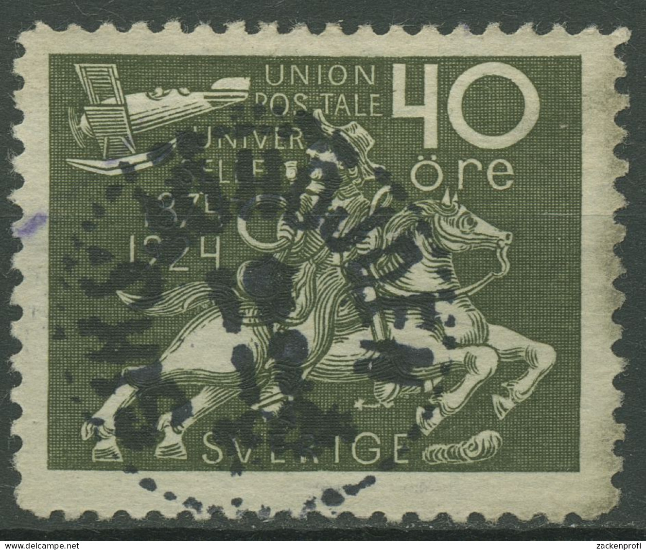 Schweden 1924 50 Jahre Weltpostverein UPU Postreiter 166 Gestempelt - Usati