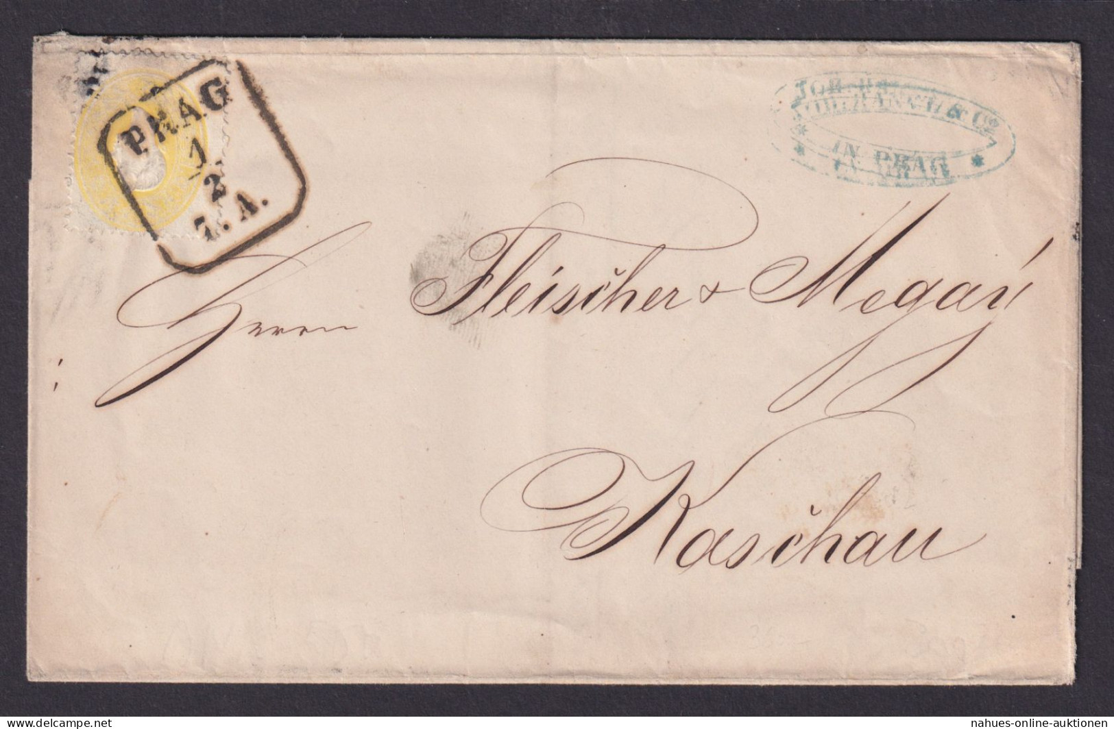 Österreich Brief EF 2 Kr. Gelb Mit Achteck-Stempel PRAG Nach Warschau 1862 - Cartas & Documentos