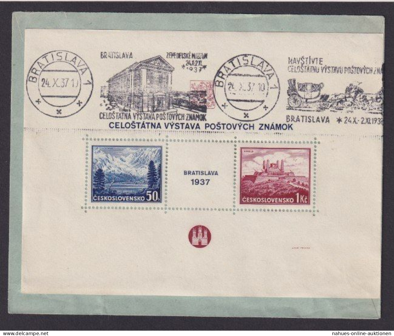 Tschechoslowakei Brief Block 1 FDC Bratislawa Slowakei Breitenloh Kronach Bayern - Covers & Documents