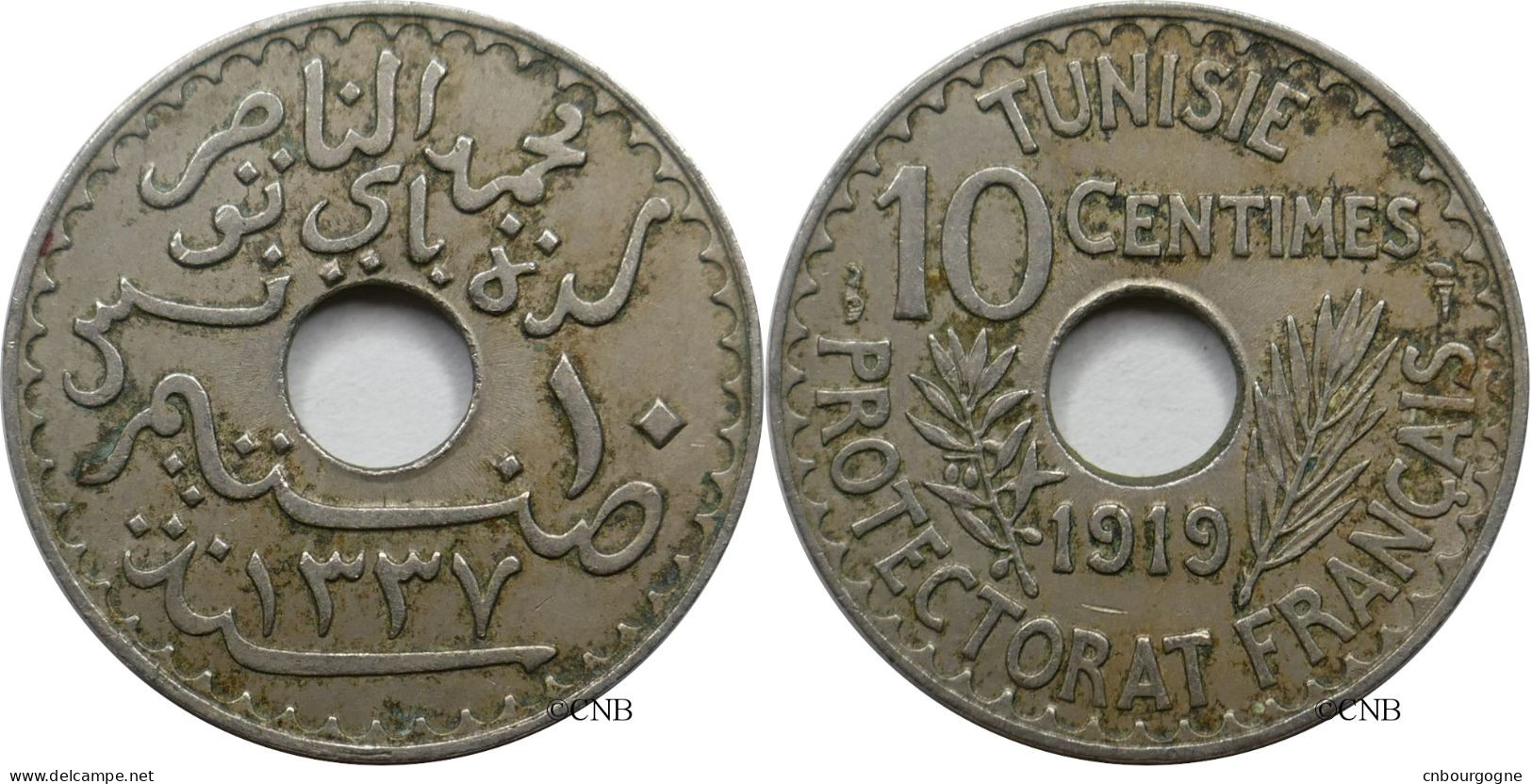 Tunisie - Protectorat Français - Naceur Bey - 10 Centimes 1919-AH1337 - TTB+/AU50 - Mon5427 - Tunisie