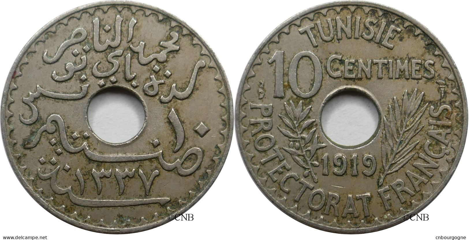 Tunisie - Protectorat Français - Naceur Bey - 10 Centimes 1919-AH1337 - TTB+/AU50 - Mon5427 - Tunisia