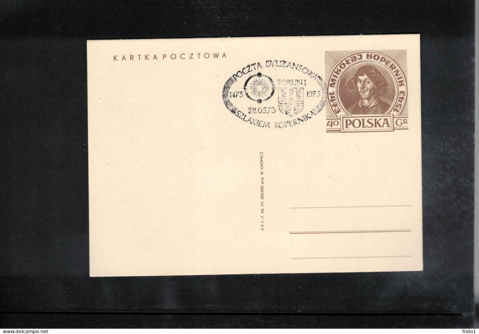 Poland / Polska 1973 Astronomy - 500th Anniversary Of The Birth Of Nicolaus Kopernicus - Stagecoach Mail TORUN - Sterrenkunde