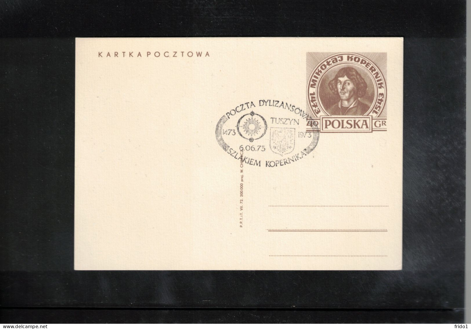 Poland / Polska 1973 Astronomy - 500th Anniversary Of The Birth Of Nicolaus Kopernicus - Stagecoach Mail TUSZYN - Astronomy