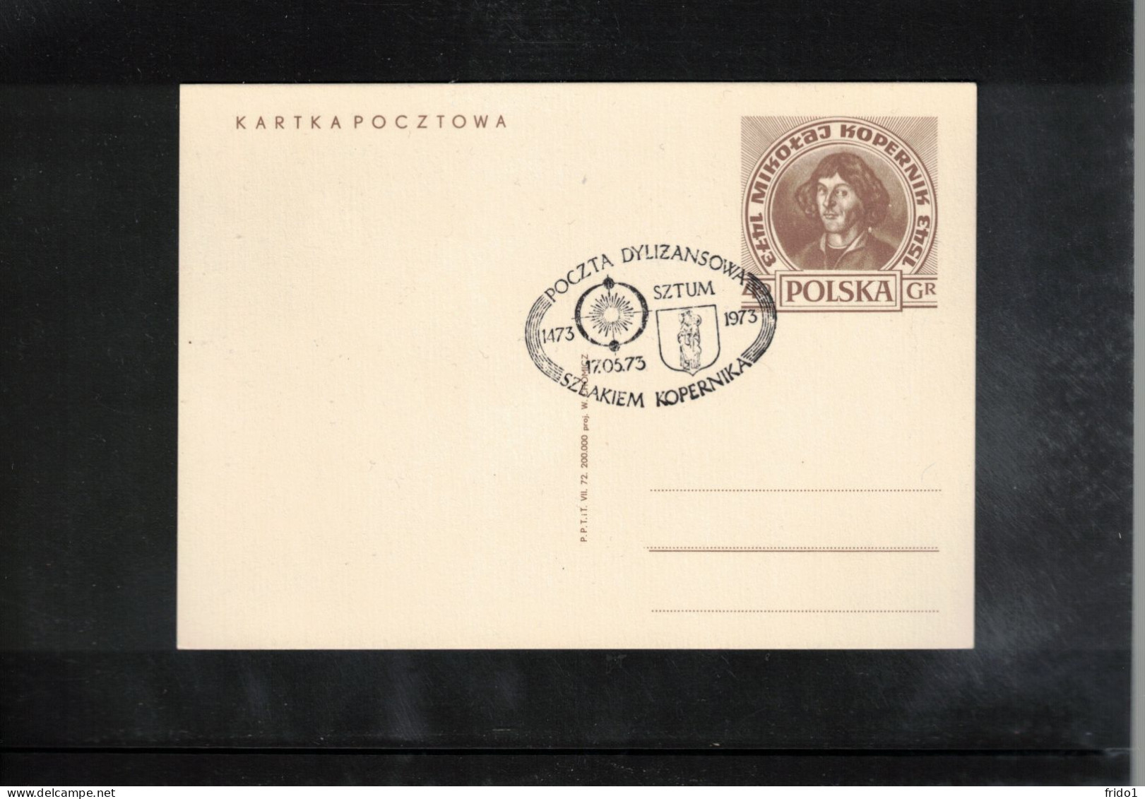 Poland / Polska 1973 Astronomy - 500th Anniversary Of The Birth Of Nicolaus Kopernicus - Stagecoach Mail SZTUM - Astronomia