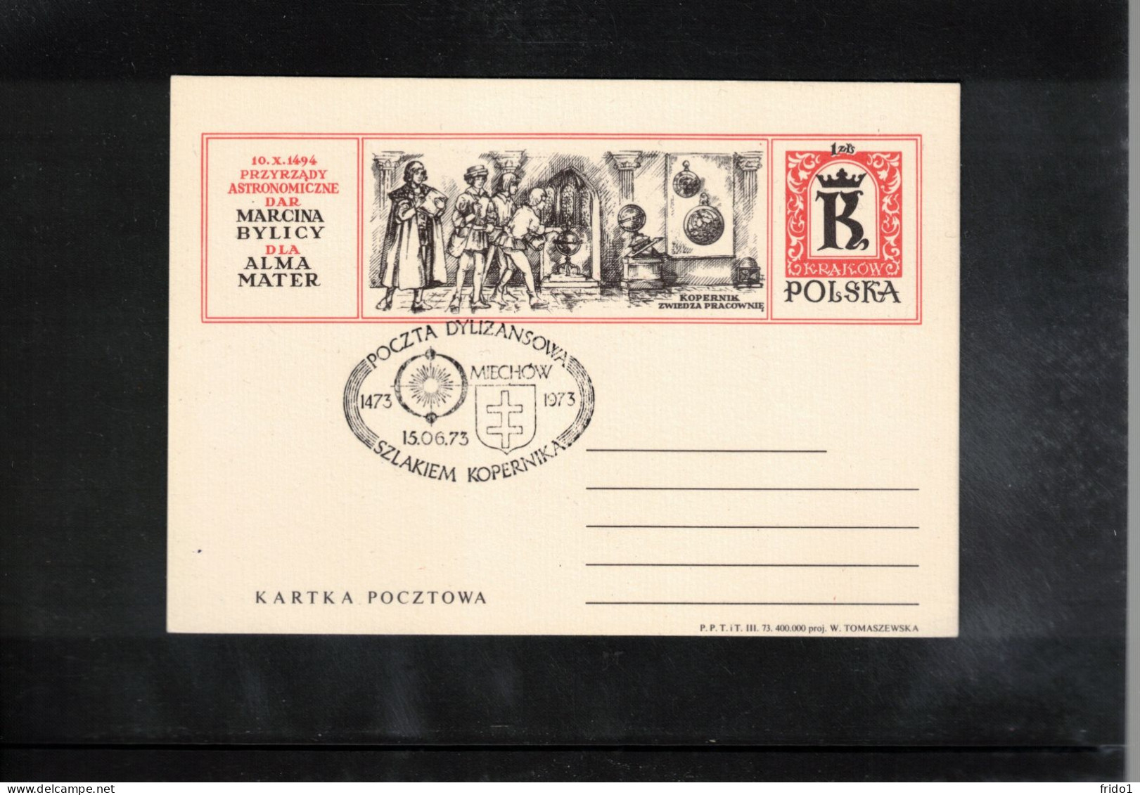 Poland / Polska 1973 Astronomy - 500th Anniversary Of The Birth Of Nicolaus Kopernicus - Stagecoach Mail MIECHOW - Astronomy