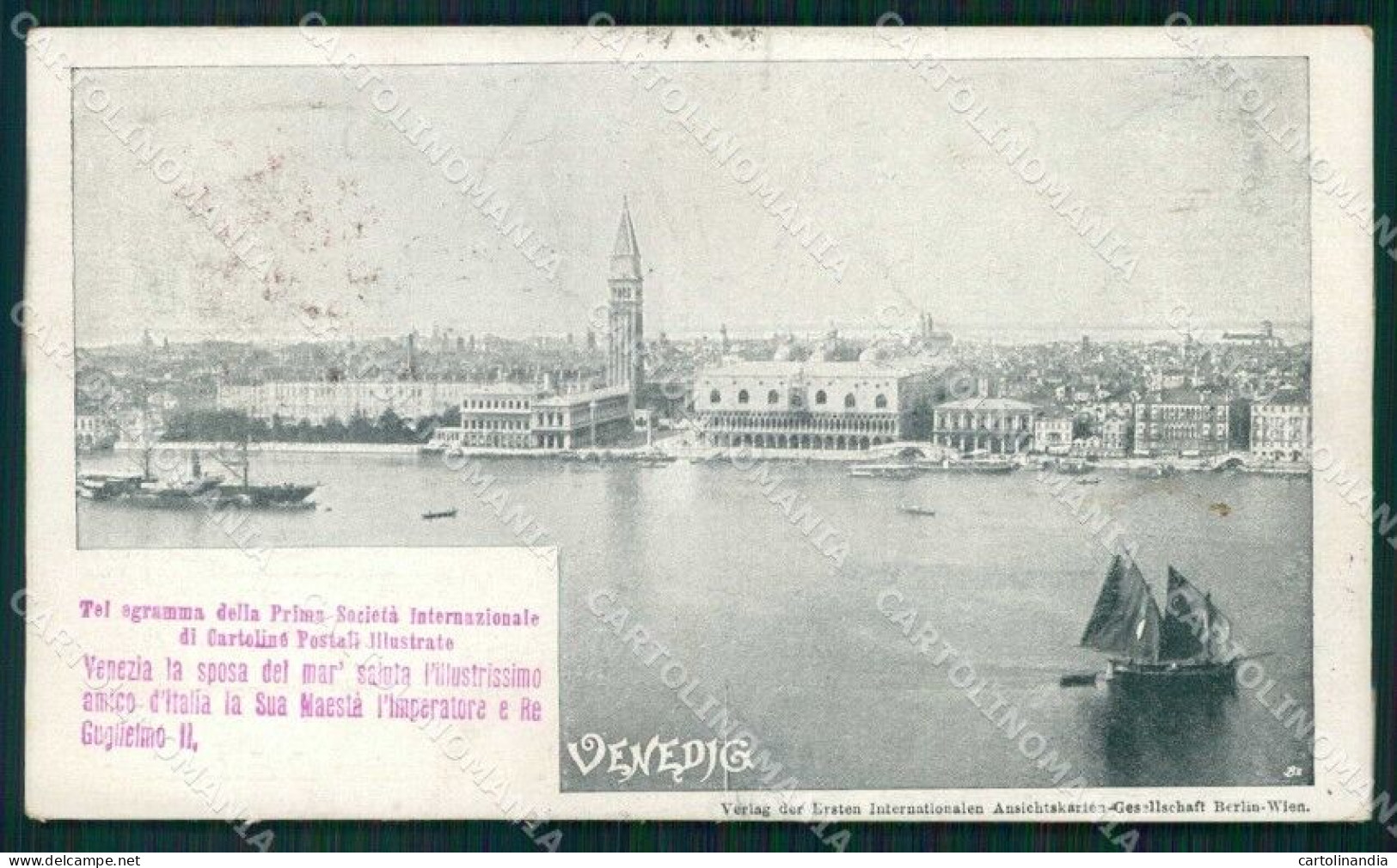 Venezia Città Telegramma Prima Società Cartoline Postali Cartolina RT7142 - Venezia (Venice)