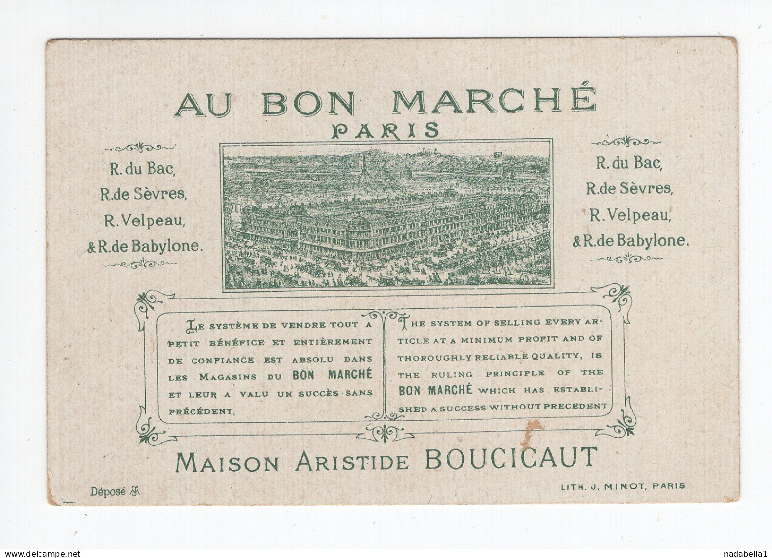 AU BON MARCHE,PARIS,FRANCE,GOLDEN CHROMOS,11 X 7 Cm - Other & Unclassified