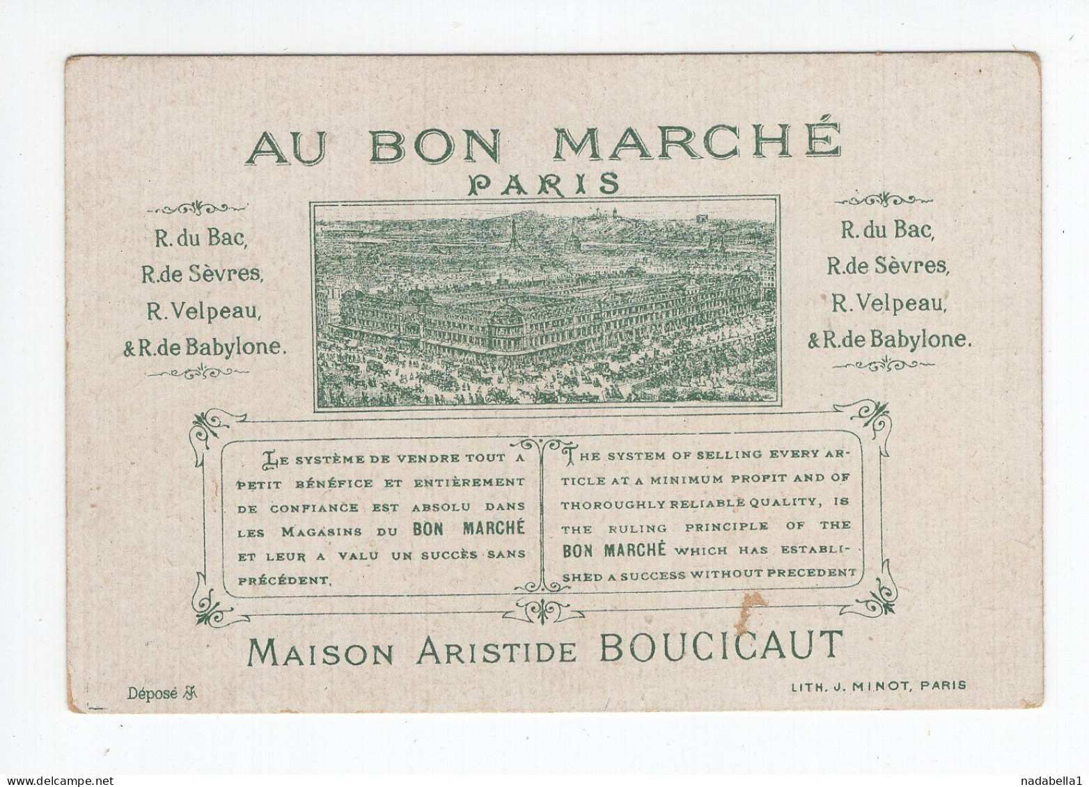 AU BON MARCHE,PARIS,FRANCE,GOLDEN CHROMOS,11 X 7 Cm - Sonstige & Ohne Zuordnung