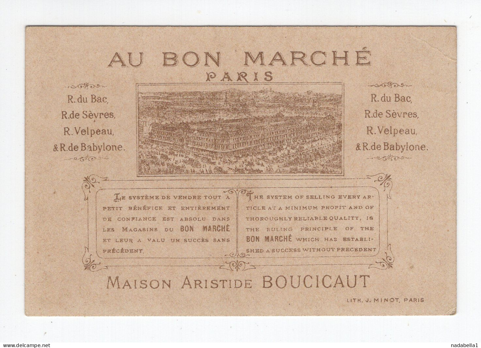 AU BON MARCHE,PARIS,FRANCE,GOLDEN CHROMOS,11 X 7 Cm - Other & Unclassified
