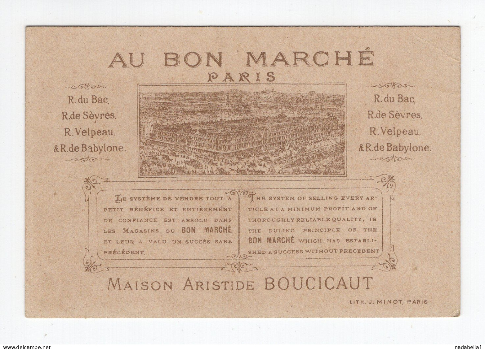 AU BON MARCHE,PARIS,FRANCE,GOLDEN CHROMOS,11 X 7 Cm - Sonstige & Ohne Zuordnung