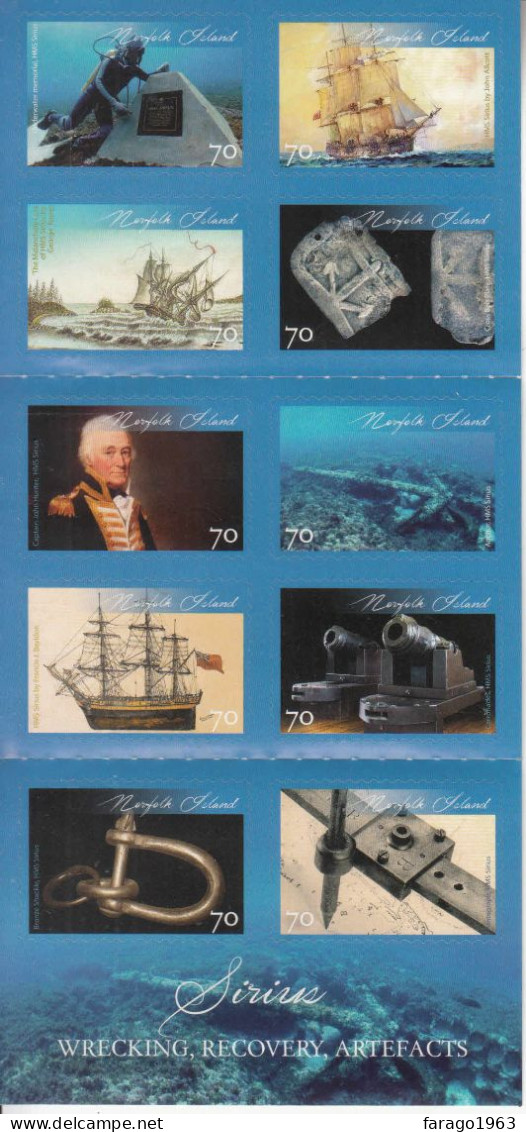 2015 Norfolk Island Sinking Of HMS Sirius Shipwrecks Complete Booklet MNH - Ile Norfolk