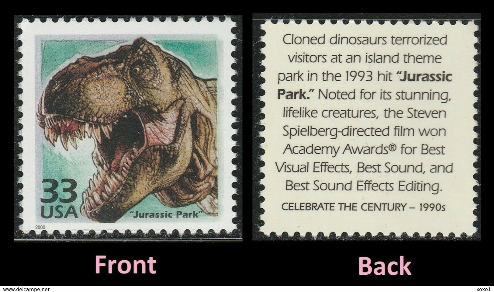 USA 2000 MiNr. 3298 Celebrate The Century 1990s Cinema Movie "Jurassic Park" Prehistorics Dino 1v MNH ** 0,80 € - Prehistorics