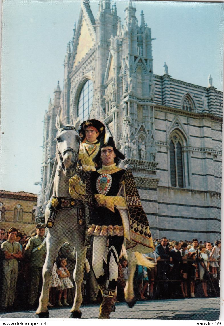 SIENA-PALIO-FANTINO SUL CAVALLO  CONTRADA DELLA LUPA - CARTOLINA VERA FOTOGRAFIA-NON VIAGGIATA - Siena