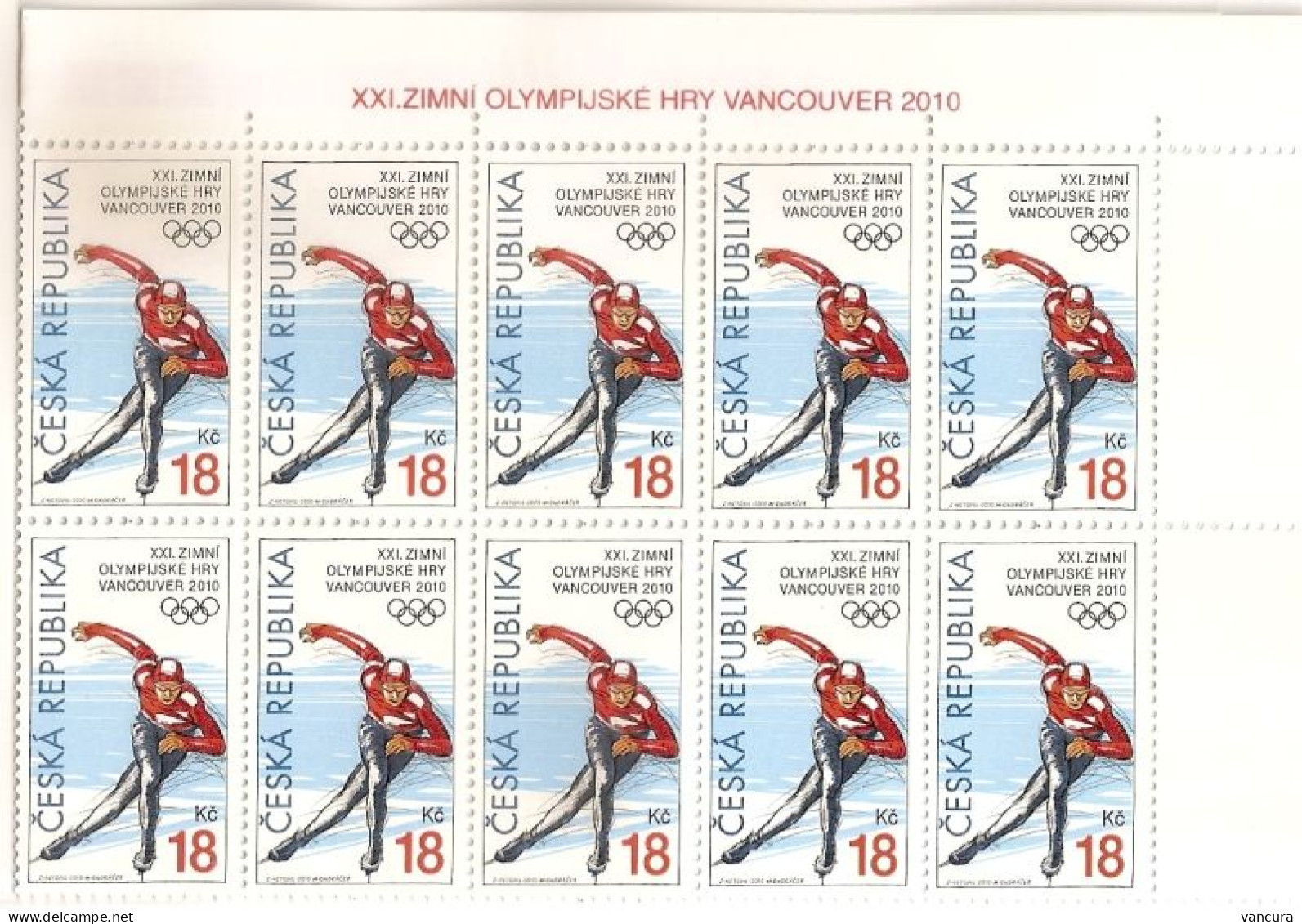 ** 621 Czech Republic  Vancouver Winter Olympic Games 2010 Block Of Ten NOTICE POOR SCAN, BUT THE STAMPS ARE FINE! - Ungebraucht