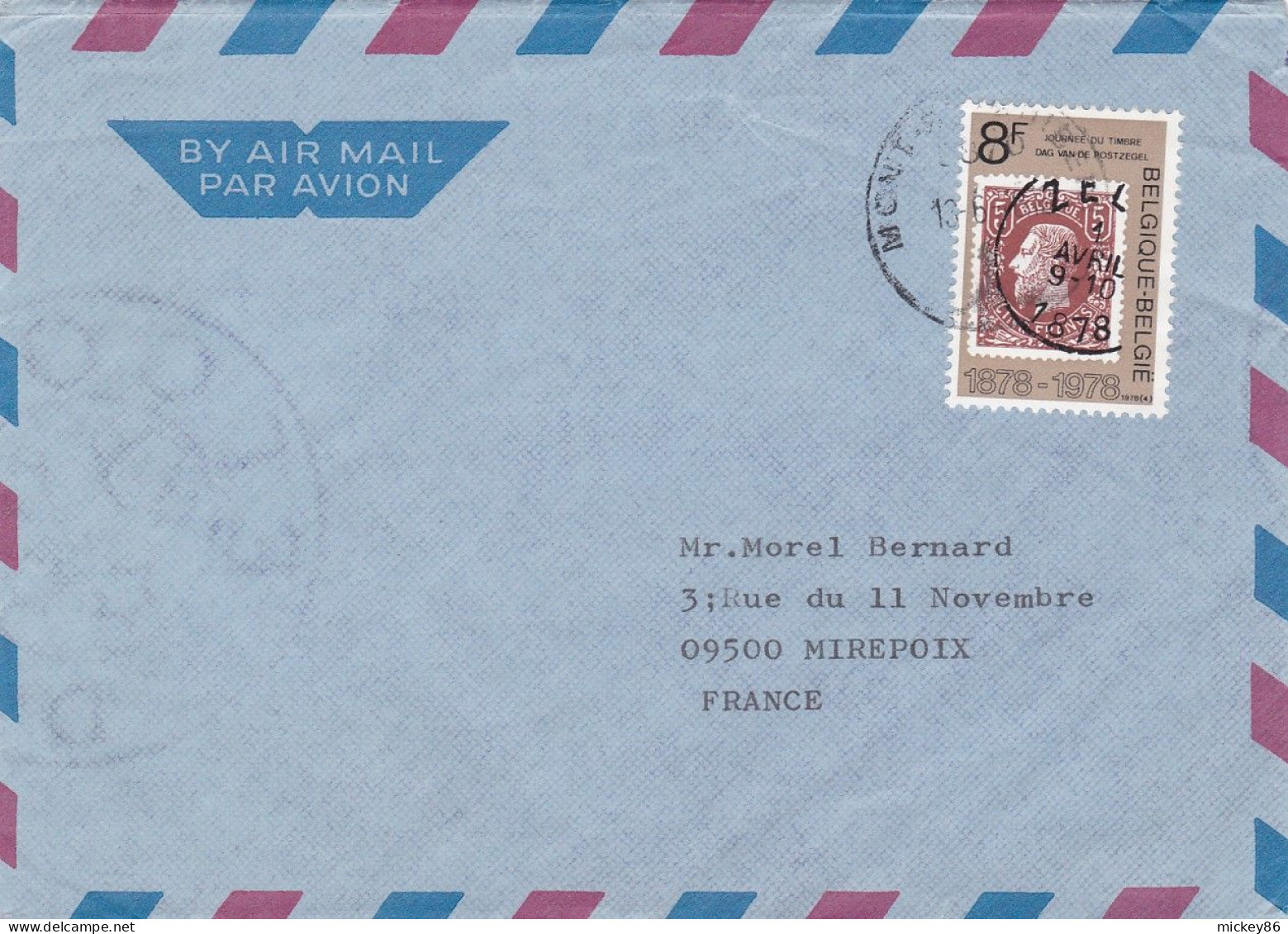 BELGIQUE -1978 -lettre MONT ST GUIBERT Pour MIREPOIX-09 (France)..timbre"Journée Du Timbre"seul Sur Lettre,cachet - Briefe U. Dokumente