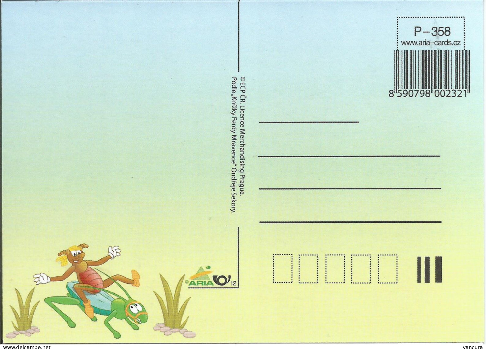 Card Czech Republic Ferdy, The Ant 2021 Riding The Grasshopper - Contes, Fables & Légendes