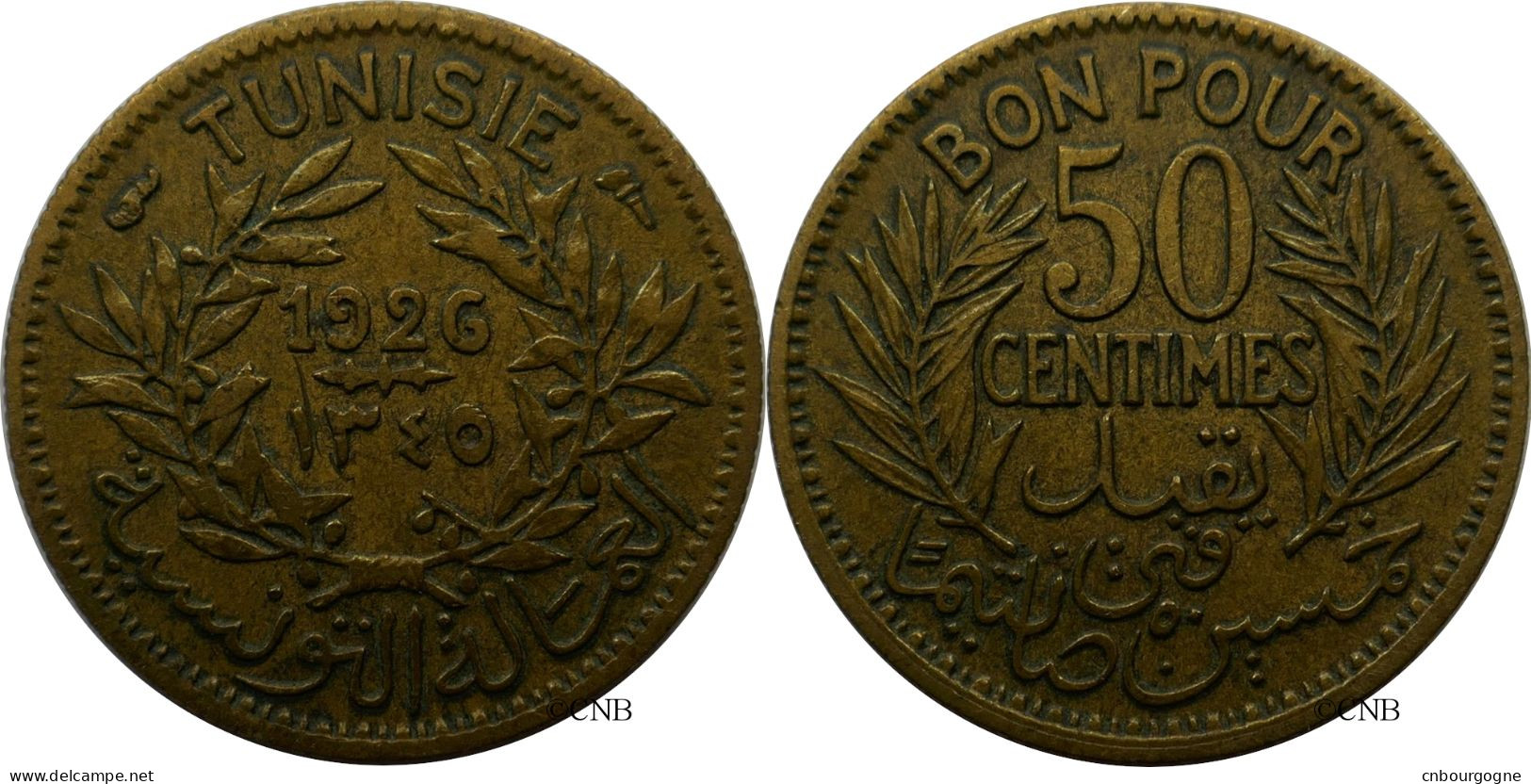 Tunisie - Protectorat Français - Habib Bey - 50 Centimes 1926-AH1345 - TTB/XF45 - Mon4840 - Tunesië