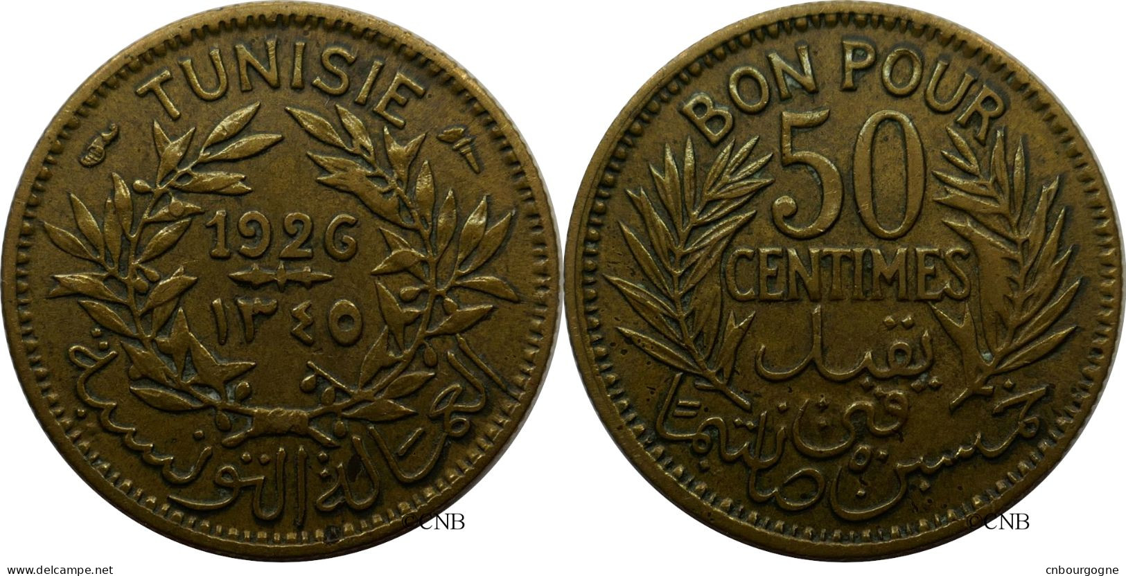 Tunisie - Protectorat Français - Habib Bey - 50 Centimes 1926-AH1345 - TTB/XF45 - Mon4841 - Tunesien