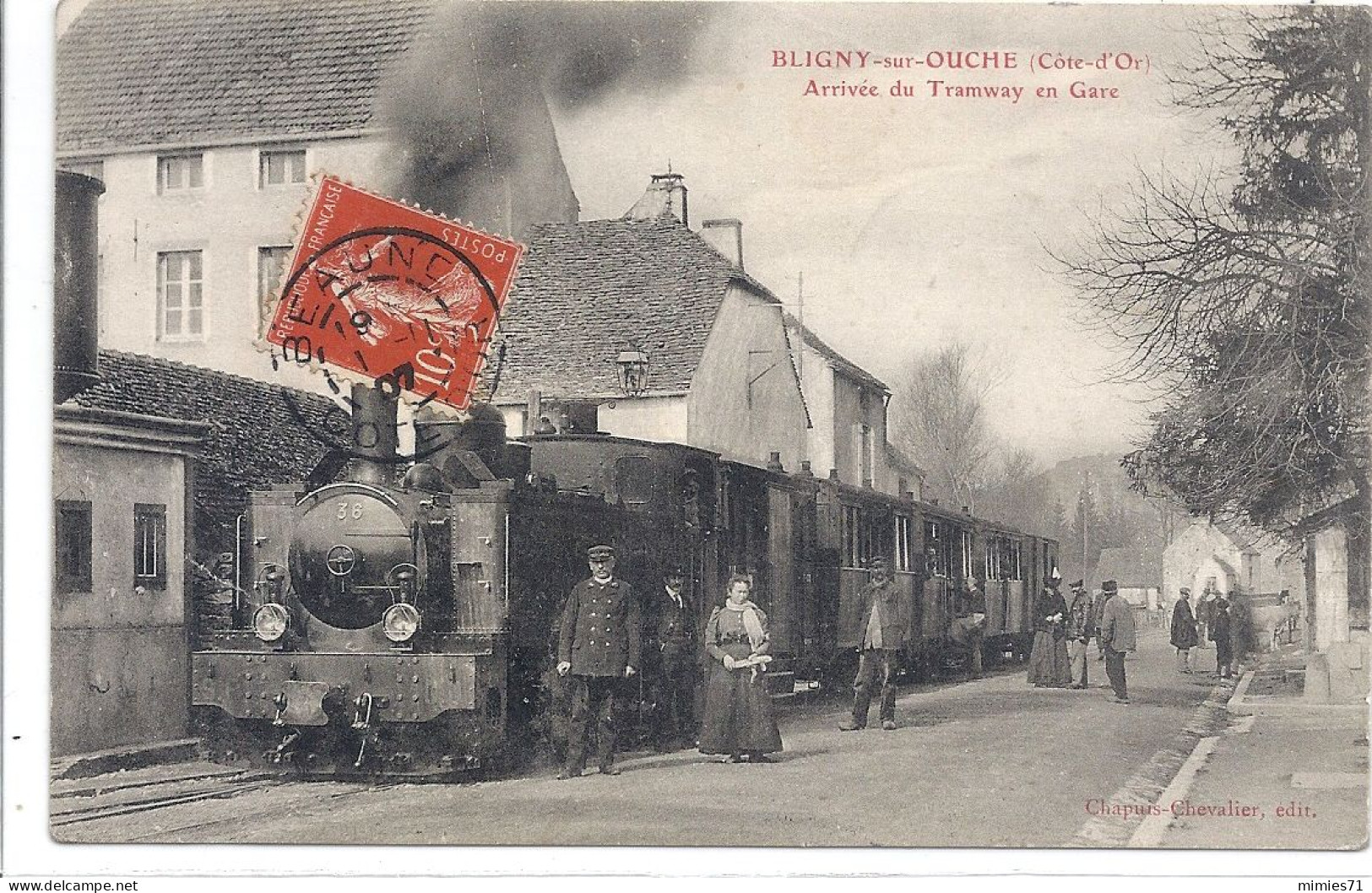 CPA  BLIGNY Sur OUCHE Arrivée Du Tramway En Gare - Other & Unclassified