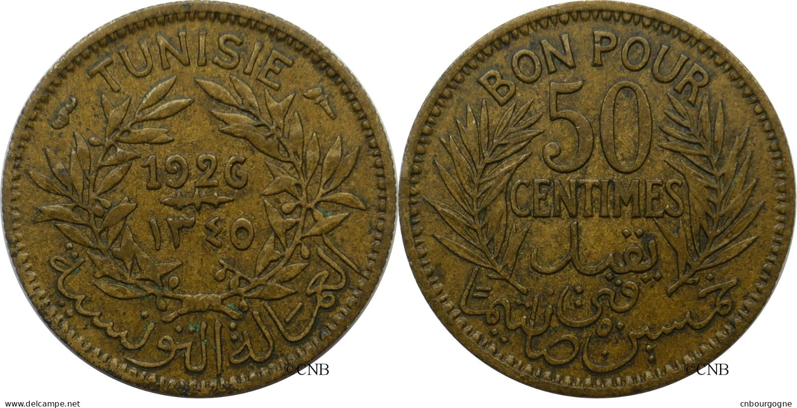 Tunisie - Protectorat Français - Habib Bey - 50 Centimes 1926-AH1345 - TTB/XF45 - Mon5160 - Tunisie