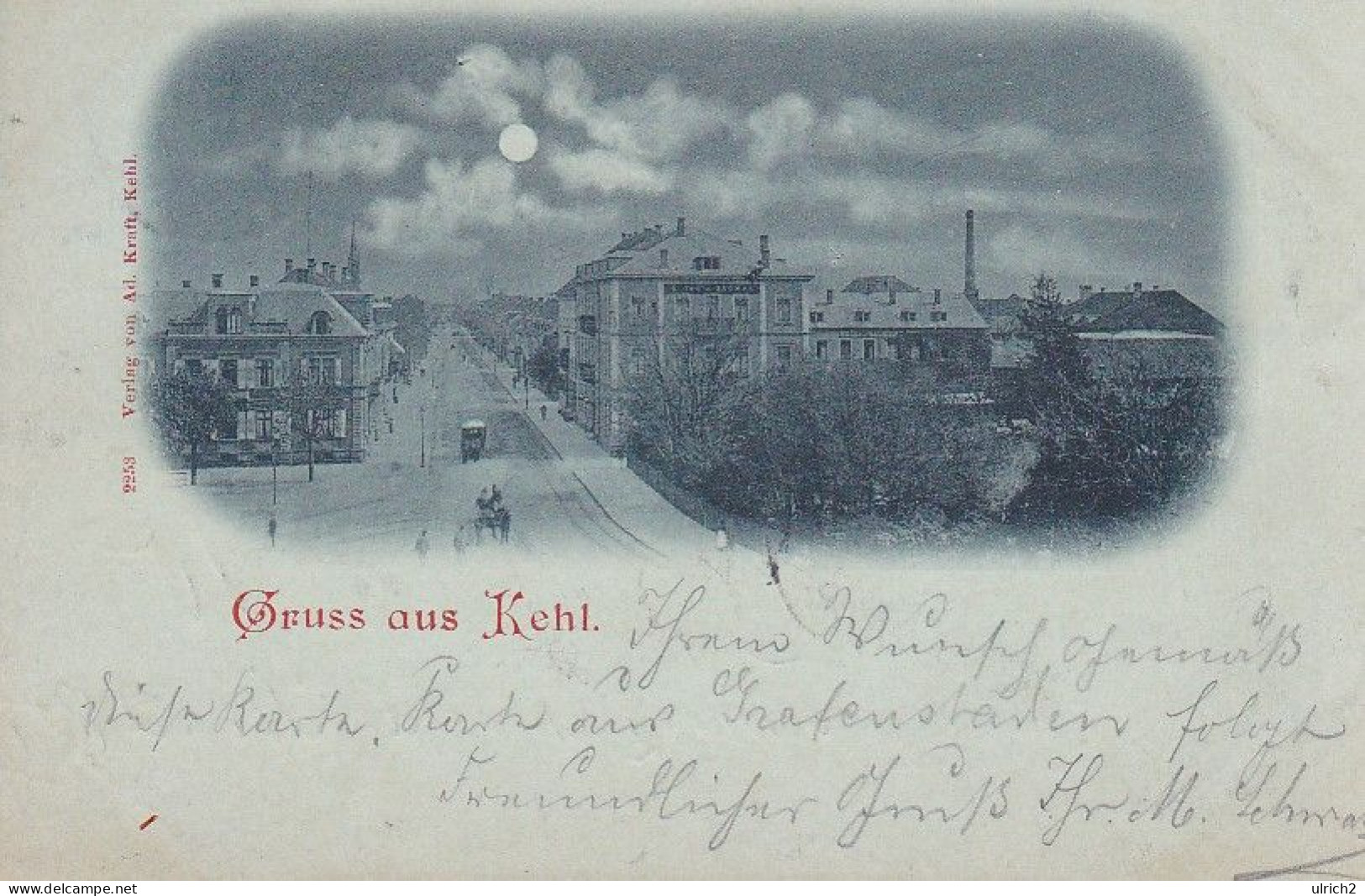 AK Gruss Aus Kehl - Mondscheinkarte - 1898 (68878) - Kehl