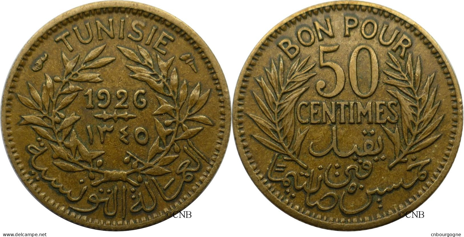 Tunisie - Protectorat Français - Habib Bey - 50 Centimes 1926-AH1345 - TTB/XF45 - Mon5928 - Tunesië