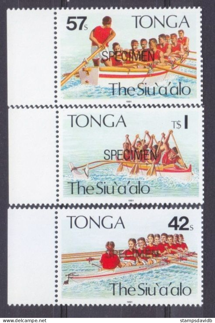 1991 Tonga 1187-1189 Su'aalo Rowing Regatta (SPECIMEN) 10,00 € - Bateaux
