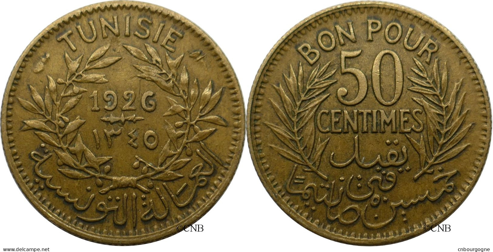 Tunisie - Protectorat Français - Habib Bey - 50 Centimes 1926-AH1345 - TTB/XF45 - Mon5929 - Tunisia