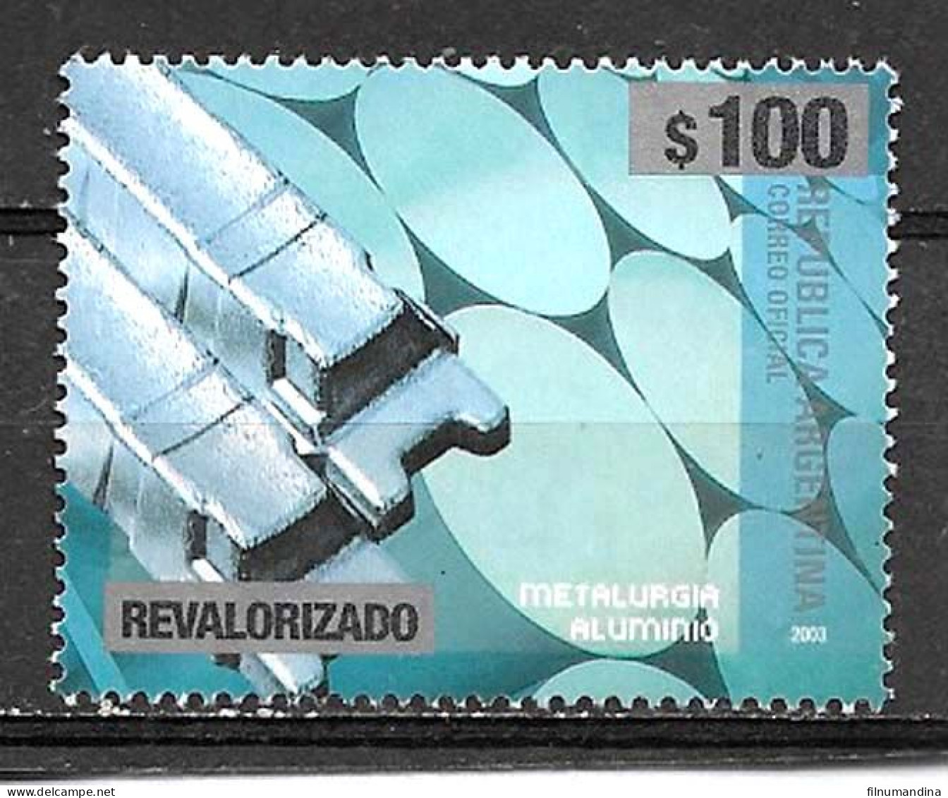 #75343 ARGENTINA 2023 NEW EMERGENCY OVERPRINTED REVALORIZADO  DEFINITIVES 100 Ps ALUMINIOM INDUSTRY MNH SCARCE - Nuovi