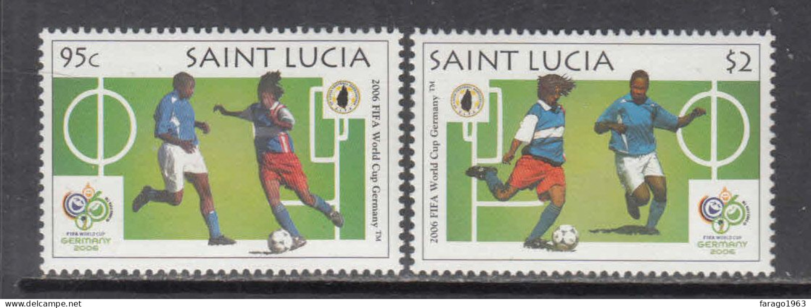 2006 St. Lucia World Cup Football  Complete Set Of 2 MNH - St.Lucie (1979-...)