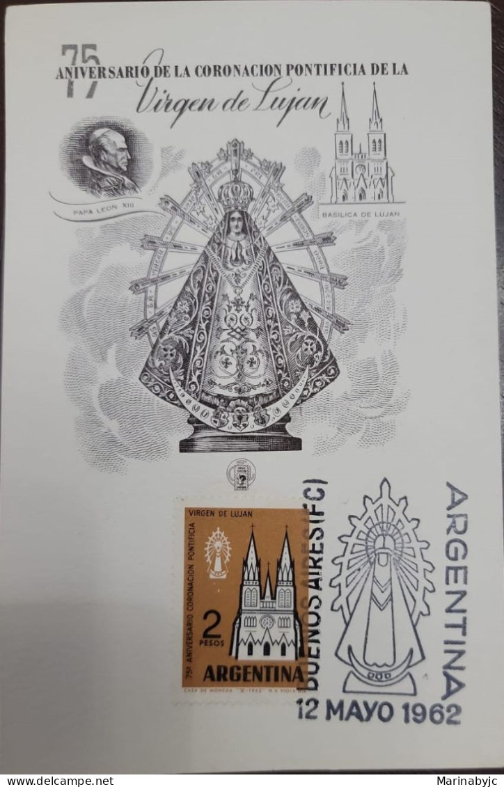 D)1962, ARGENTINA, FIRST DAY COVER, ISSUE, 75TH ANNIVERSARY OF THE CORONATION OF THE VIRGIN OF LUJÁN, FDC - Altri & Non Classificati