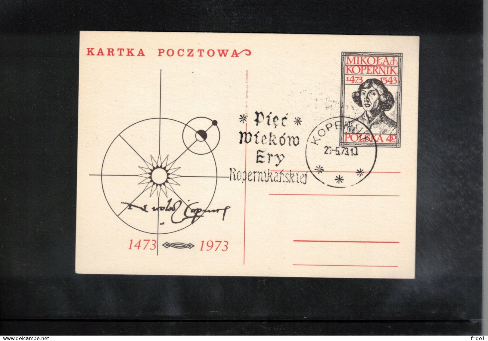 Poland / Polska 1973 Astronomy - 500th Anniversary Of The Birth Of Nicolaus Kopernicus Interesting Postcard - Astronomùia